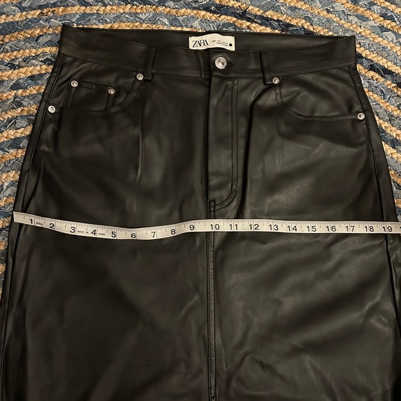 Zara Black Vegan Leather Maxi Skirt EUC size L - Picture 8 of 9